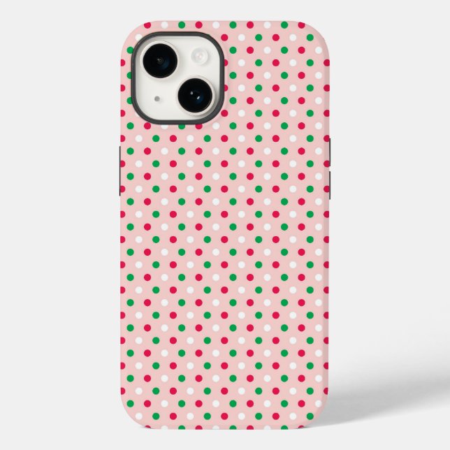 Red, White & Green Polka Dots Phone Case (Back)