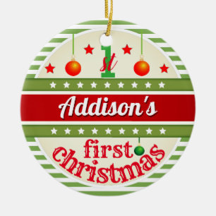 Red White Green / Your Baby's 1st First Christmas Ceramic Tree Decoration