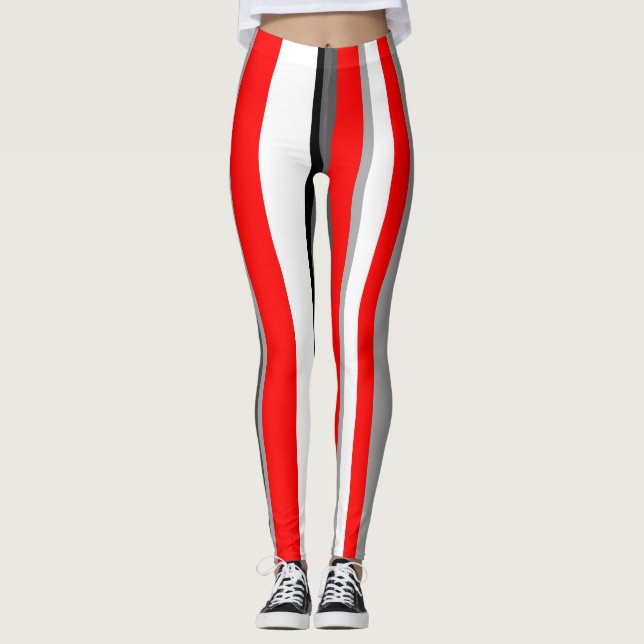 red white grey and black stripes 2 leggings (Front)