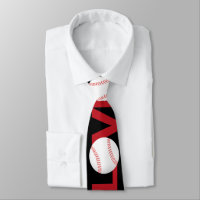 red white grey baseball love letter Neck Ties