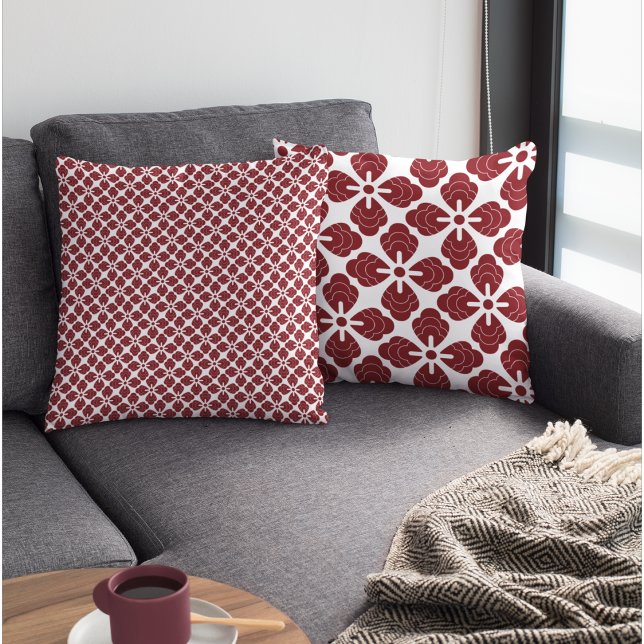 Red & White Hanabishi FloralPattern Cushion (Creator Uploaded)