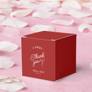 Red & White Hand Drawn Bow Sketch Wedding  Favour Box