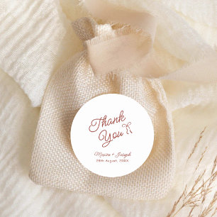 Red & White Hand Drawn Bow Wedding Classic Round Sticker