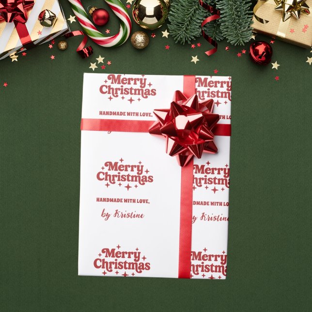 Red white handmade by Christmas gift wrapping Paper (Creator Uploaded)