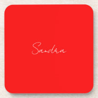Red White Handwritten Minimalist Your Name
