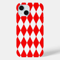Red White Harlequin Diamonds Checkers Design
