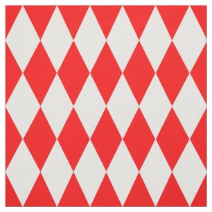 Red White Harlequin Diamonds Checkers Design  Fabric