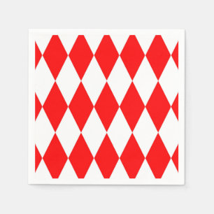 Red White Harlequin Diamonds Checkers Design  Napkin