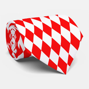 Red White Harlequin Diamonds Checkers Design  Tie