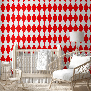 Red White Harlequin Diamonds Checkers Design  Wallpaper