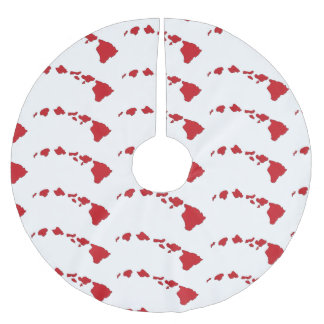 Red white Hawaii islands pattern tree skirt