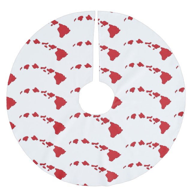 Red white Hawaii islands pattern tree skirt (Front)