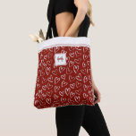 Red White Heart Pattern Monogram Tote Bag<br><div class="desc">A cute monogram heart pattern tote bag. Makes a great Valentine's Day gift.</div>