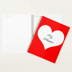 Red white heart planner