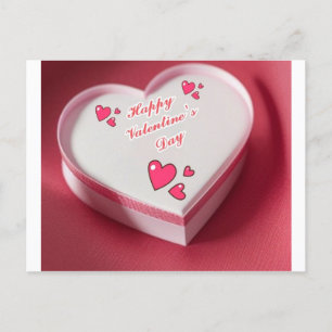 Red & white heart shape Valentine 's Day post card
