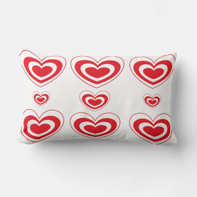 Red White Heart Throw Pillows for Bed Sofa Chairs (Front)