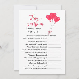 Red & White Heart TRIVIA Bridal Shower games Invitation