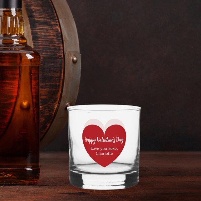 Red white heart Valentine's Day Whiskey Glass (Creator Uploaded)