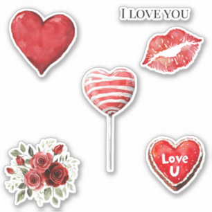 Red White Hearts Love Lips Roses Valentine's day