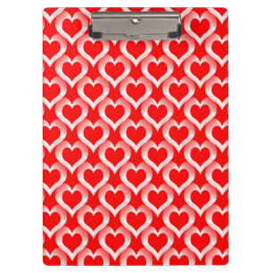 Red White Hearts Pattern Clipboard