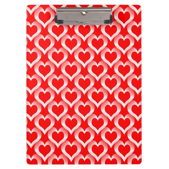 Red White Hearts Pattern Clipboard (Front)