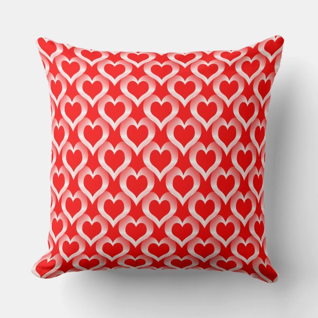 Red White Hearts Pattern Cushion (Front)