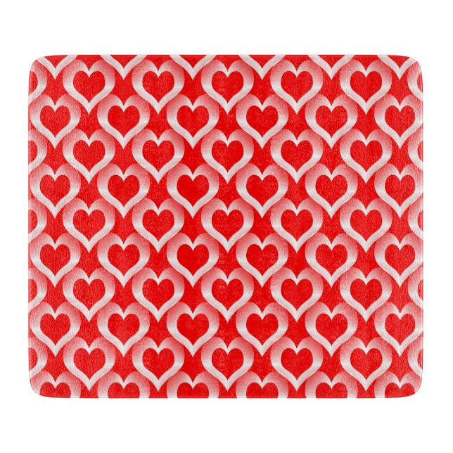 Red White Hearts Pattern Cutting Board (Front)