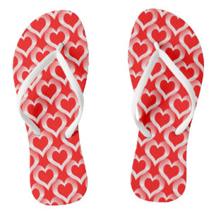 Red White Hearts Pattern Jandals