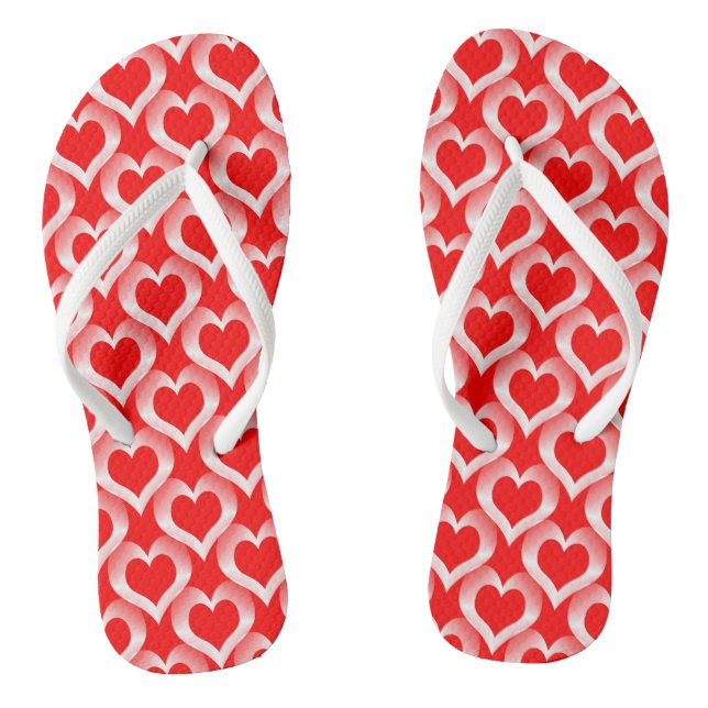 Red White Hearts Pattern Jandals (Footbed)