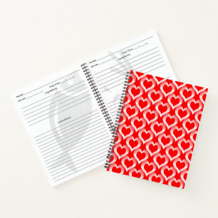 Red White Hearts Pattern Notebook