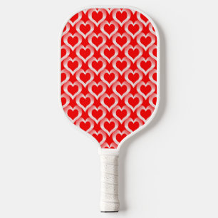 Red White Hearts Pattern Pickleball Paddle