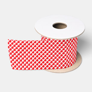 Red White Hearts Pattern Satin Ribbon