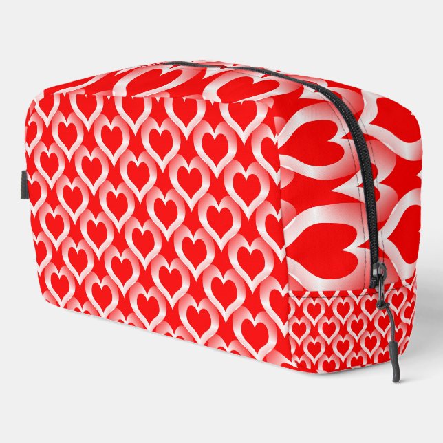 Red White Hearts Pattern Toiletry Bag (Right Corner)