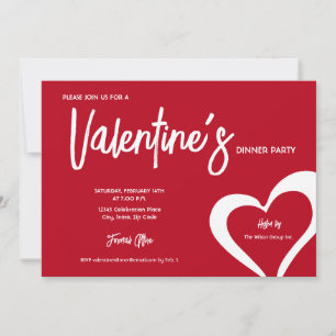 Red White hearts Valentine's Day party custom Invitation