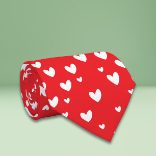 Red White Hearts Valentine's Day Tie