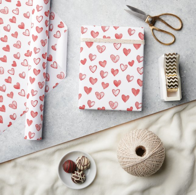 Red White Hearts Wrapping Paper (Crafts)
