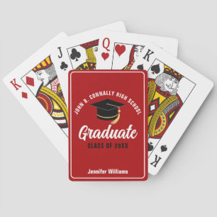 Red White High School Graduate Custom Graduation Playing Cards