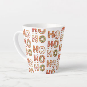 Red White Ho Ho Ho Gingerbread Cookie Christmas Latte Mug