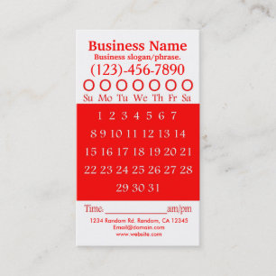 Red white hole punch appointment card