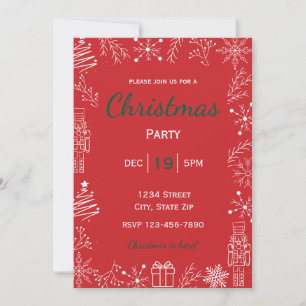 Red & White Holiday Invitation   Modern Glam
