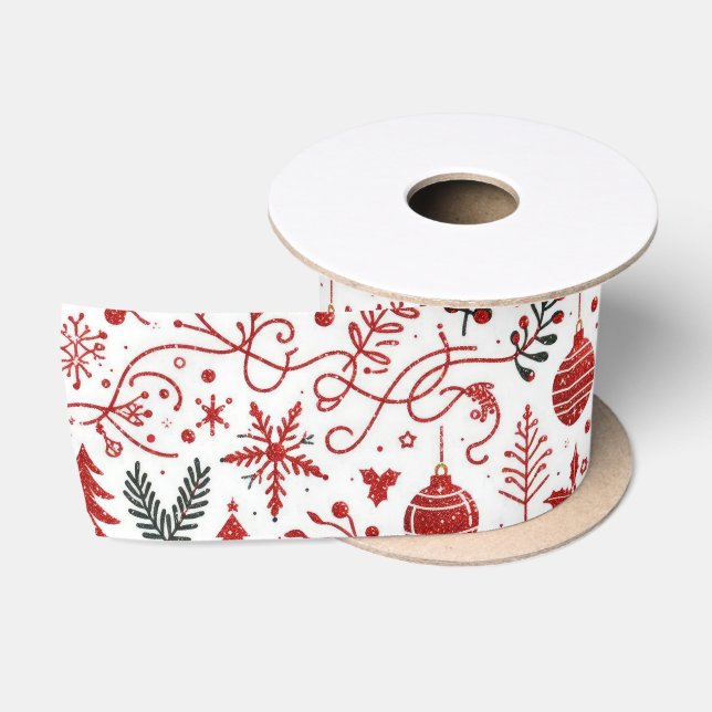 Red White Holiday Satin Ribbon (Spool)