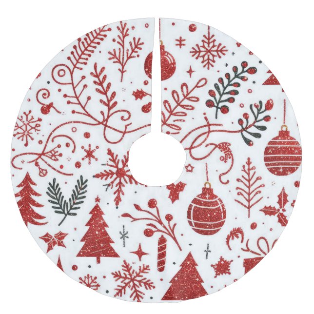 Red White Holiday Tree Skirt (Front)