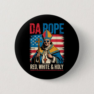 Red White Holy Da Pope From America Chicago Pope L 6 Cm Round Badge