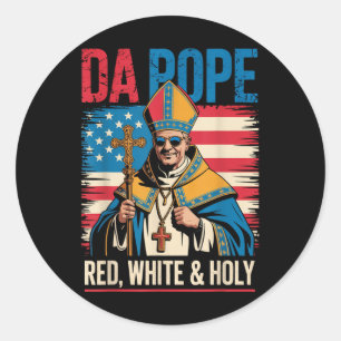 Red White Holy Da Pope From America Chicago Pope L Classic Round Sticker