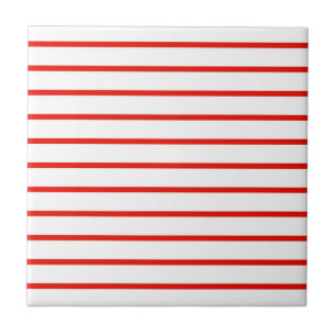 Red White Horizontal Stripe Pattern Tile