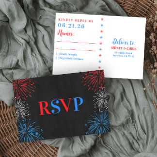 Red White & I Do 4th of July Wedding RSV RSVP Card