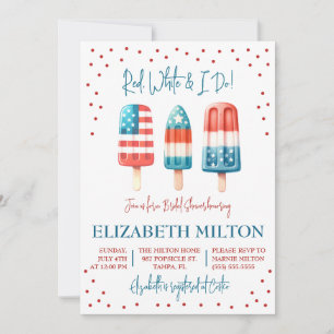 Red, White & I Do Patriotic Popsicle Bridal Shower Invitation
