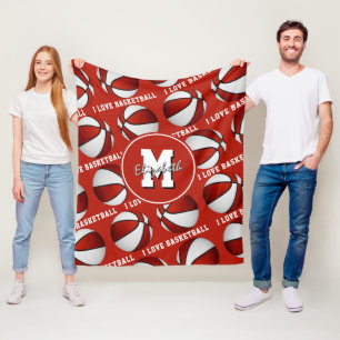 red white I love basketball team colours Fleece Bl