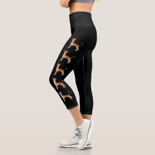 Red & White Ibizan Hound Smooth Coat Cartoon Dogs Capri Leggings
