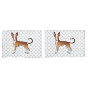 Red & White Ibizan Hound Smooth Coat Dog And Paws Pillowcase